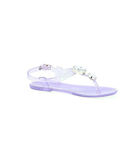 360 degree animation of product Girls purple gem jelly sandals frame-17