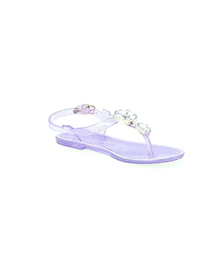 360 degree animation of product Girls purple gem jelly sandals frame-18