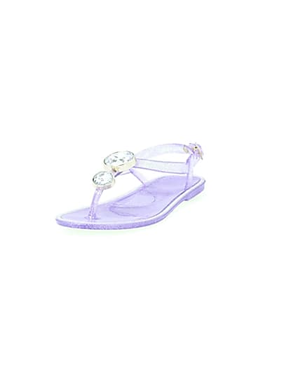 360 degree animation of product Girls purple gem jelly sandals frame-23