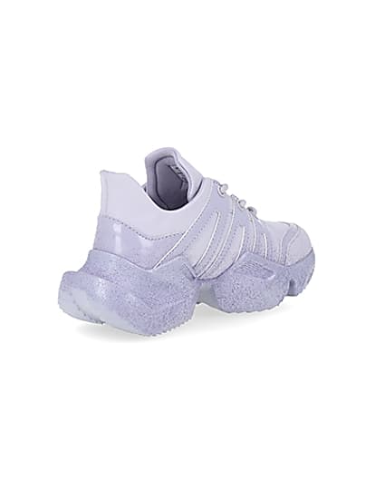 360 degree animation of product Girls purple glitter chunky trainers frame-12