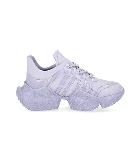 360 degree animation of product Girls purple glitter chunky trainers frame-15