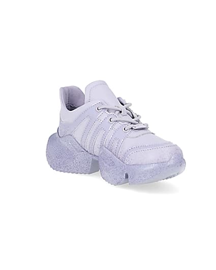 360 degree animation of product Girls purple glitter chunky trainers frame-18