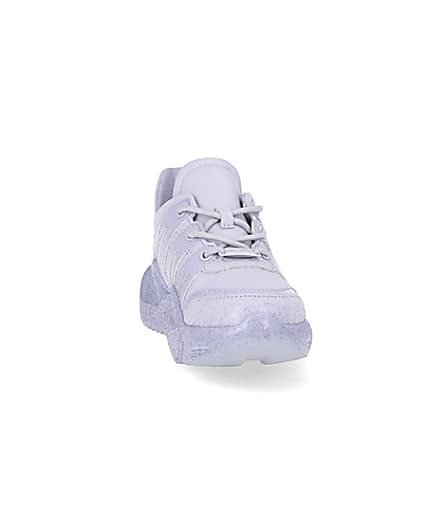360 degree animation of product Girls purple glitter chunky trainers frame-20