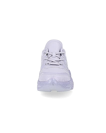 360 degree animation of product Girls purple glitter chunky trainers frame-21