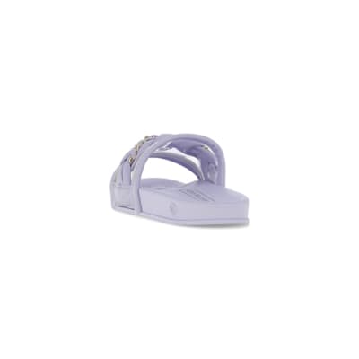 360 degree animation of product Girls Purple Gold Chain Plait Sliders frame-8