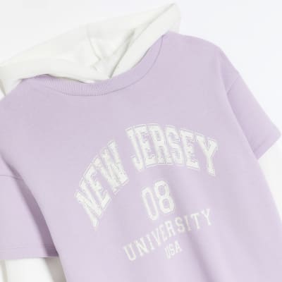 Girls purple graphic 2 in 1 hoodie | River Island