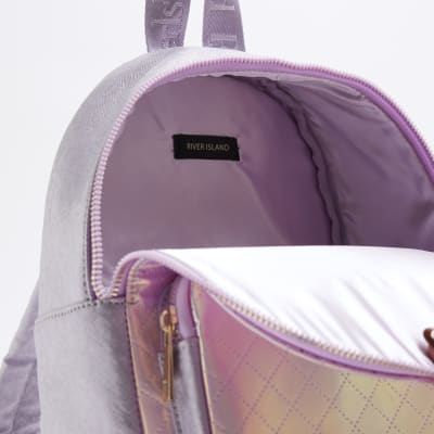 Girls purple iridescent backpack River Island