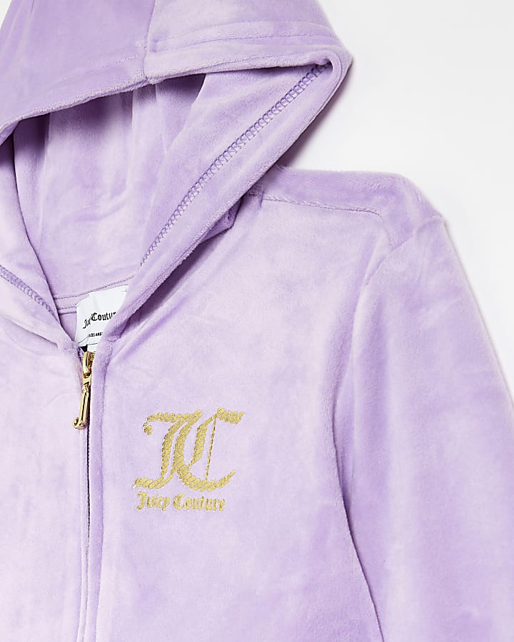 Girls purple Juicy zip up velour hoodie