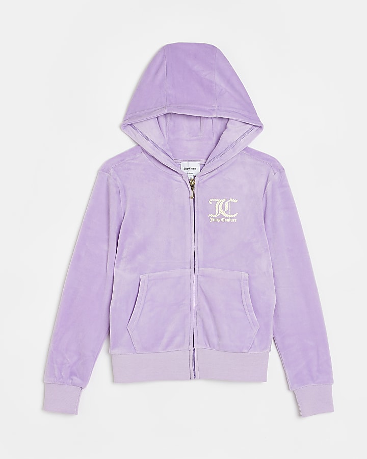 Girls purple Juicy zip up velour hoodie