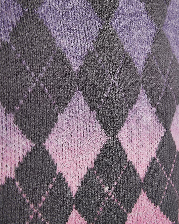 Girls purple knit argyle skirt