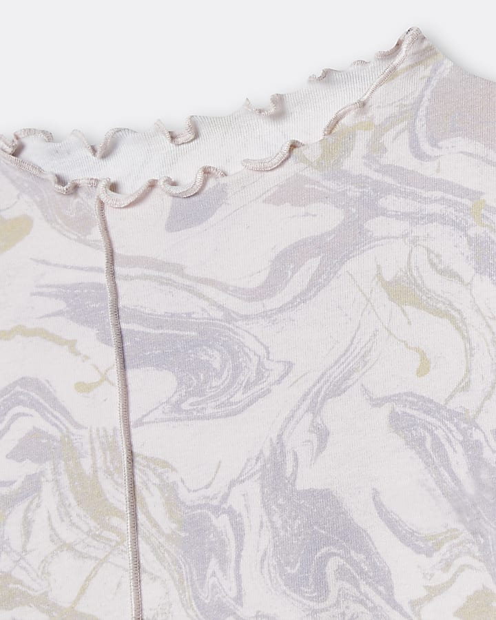 Girls purple marble print long sleeve top
