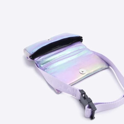 Girls Purple Metallic Padded Bum Bag