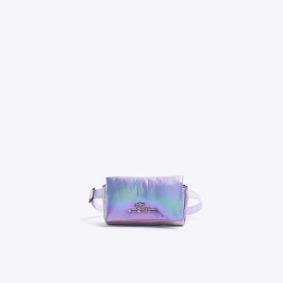 Girls Purple Metallic Padded Bum Bag