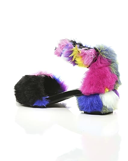 360 degree animation of product Girls purple multicolour faux fur sandals frame-19