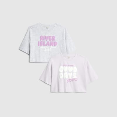 Girls Purple Pack Of 2 Crop Tops