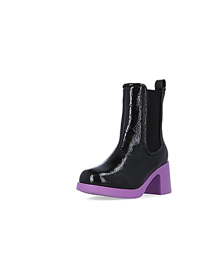 360 degree animation of product Girls Purple patent heeled boots frame-0