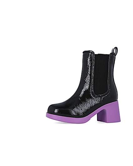 360 degree animation of product Girls Purple patent heeled boots frame-2