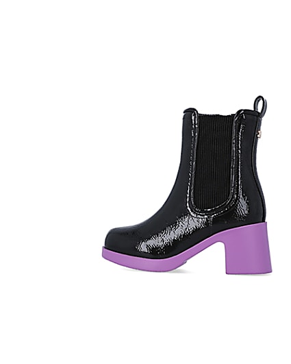 360 degree animation of product Girls Purple patent heeled boots frame-4