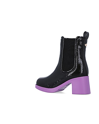 360 degree animation of product Girls Purple patent heeled boots frame-5