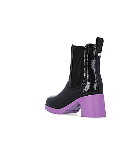 360 degree animation of product Girls Purple patent heeled boots frame-6