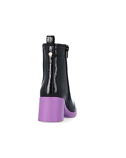 360 degree animation of product Girls Purple patent heeled boots frame-10