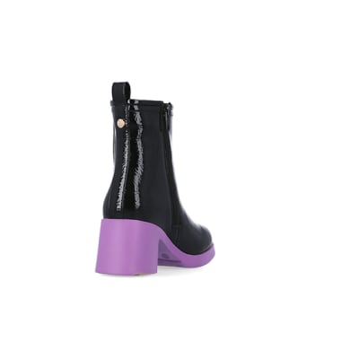 360 degree animation of product Girls Purple patent heeled boots frame-11