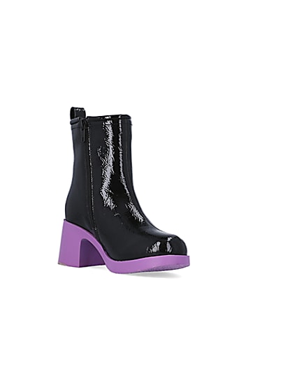 360 degree animation of product Girls Purple patent heeled boots frame-18