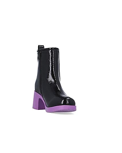 360 degree animation of product Girls Purple patent heeled boots frame-19