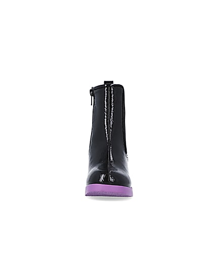 360 degree animation of product Girls Purple patent heeled boots frame-21