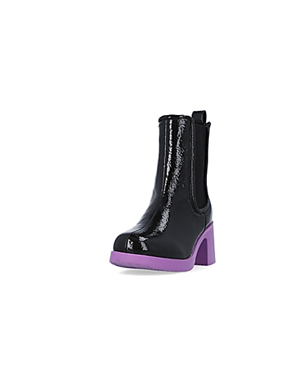 360 degree animation of product Girls Purple patent heeled boots frame-23