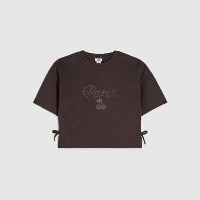 Girls Purple Premium Paris Cherry T-Shirt