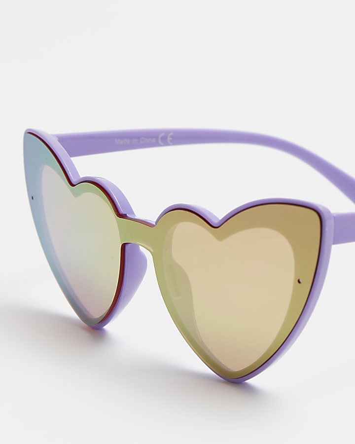 Girls purple rainbow heart sunglasses