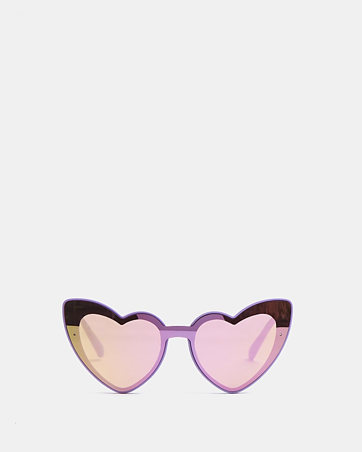 Girls purple rainbow heart sunglasses