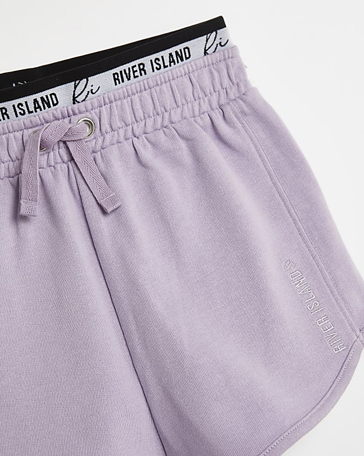 Girls purple RI branded runner shorts