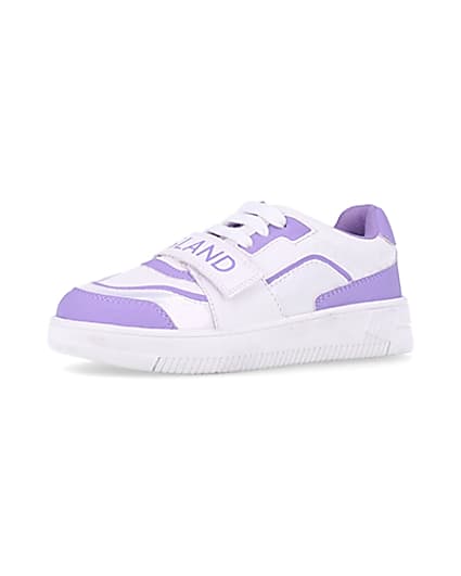 360 degree animation of product Girls purple RI branded Velcro trainers frame-1