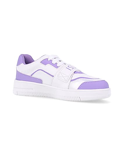 360 degree animation of product Girls purple RI branded Velcro trainers frame-17