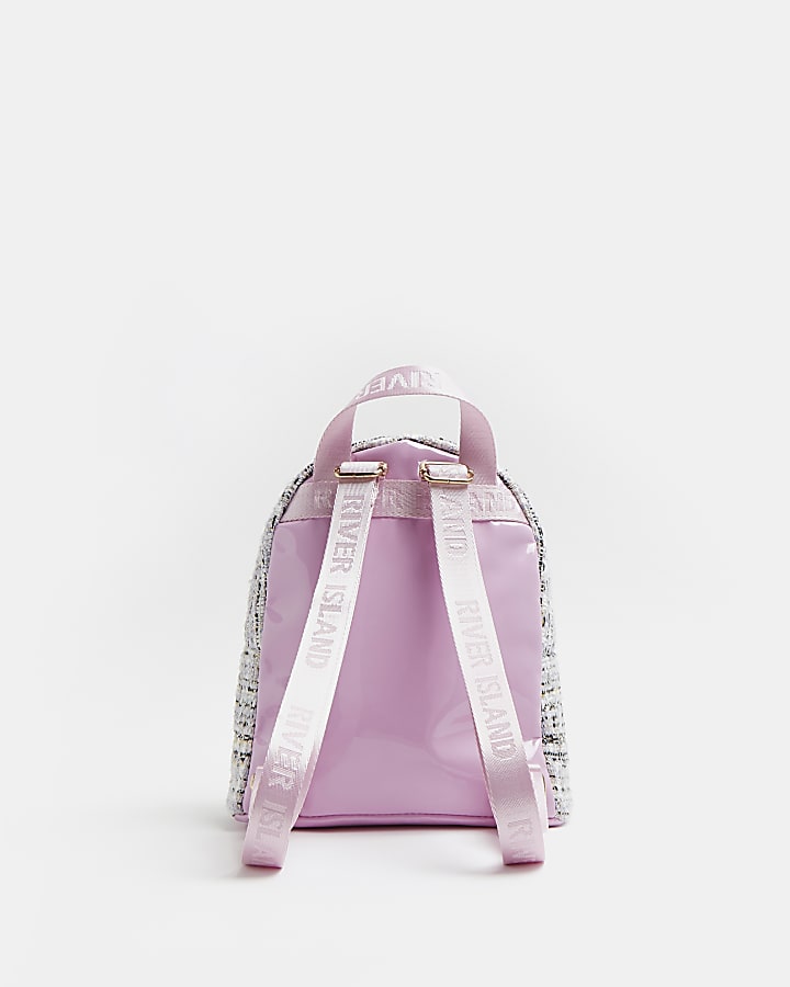 Girls purple RI check boucle backpack