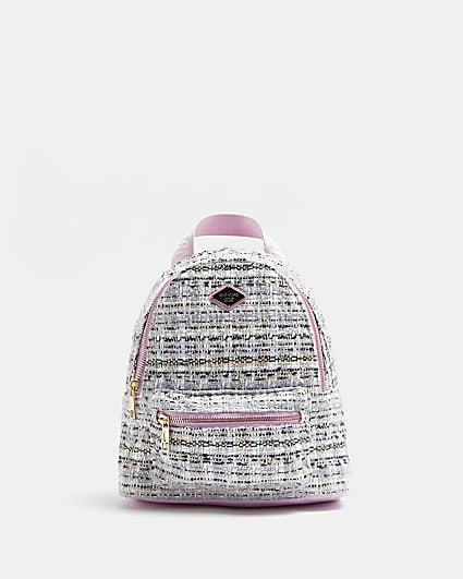 Girls purple RI check boucle backpack