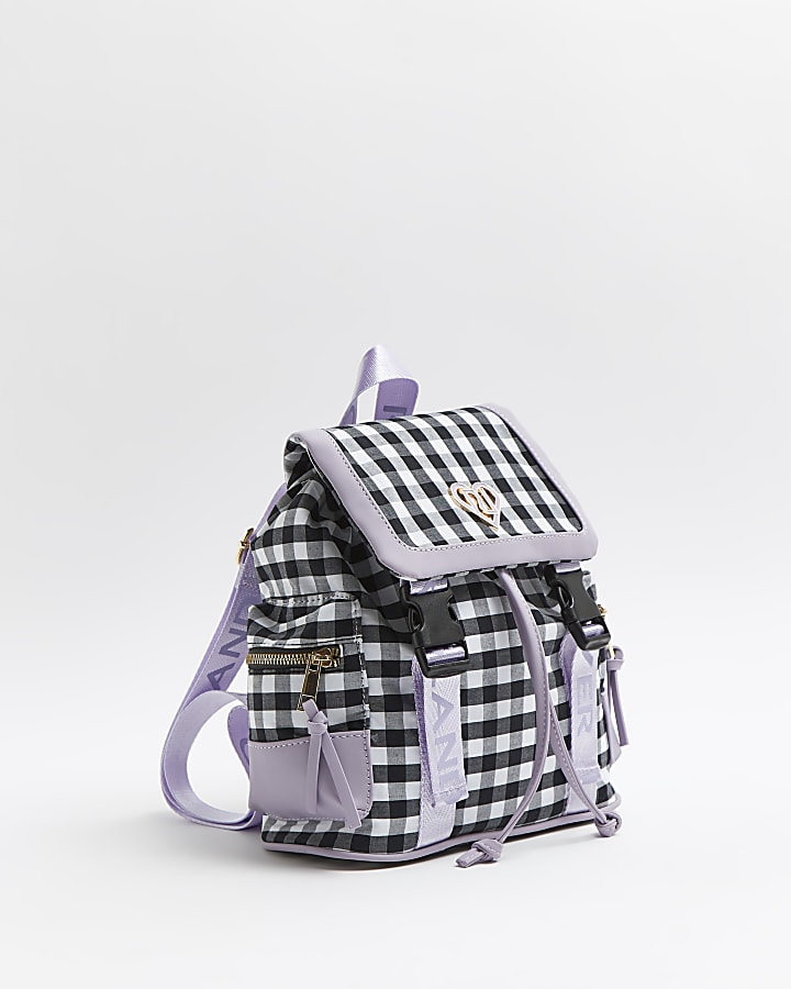 Girls purple RI gingham backpack