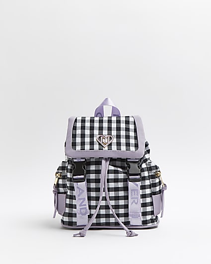 Girls purple RI gingham backpack
