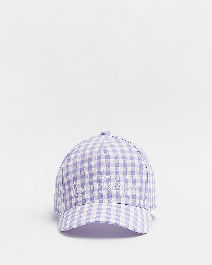 Girls purple RI gingham cap