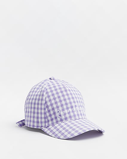 Girls purple RI gingham cap