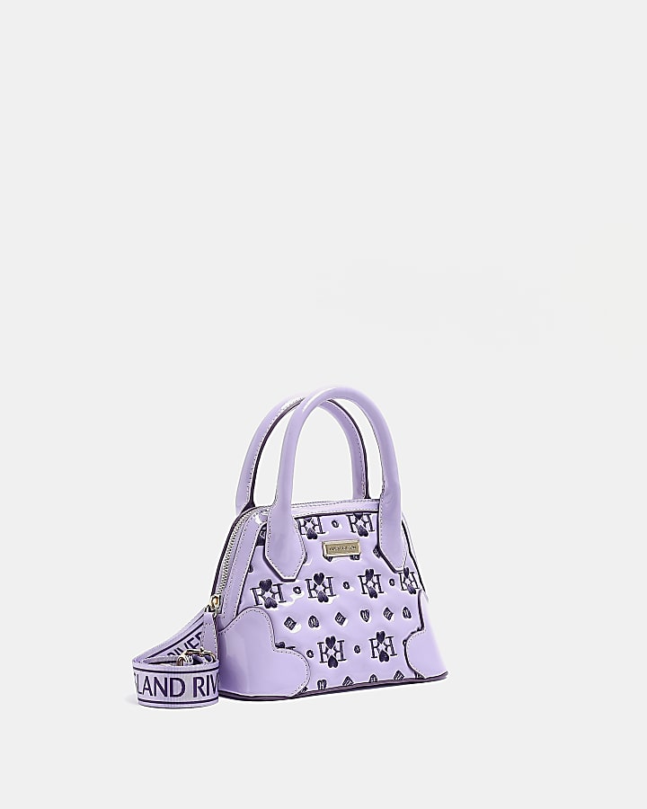 Girls purple RI monogram embroidered bag