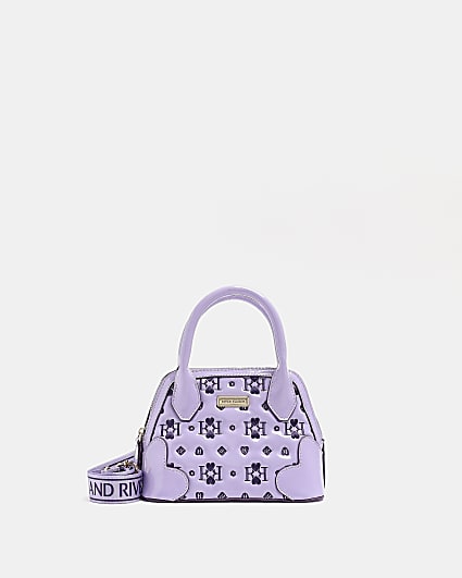 Girls purple RI monogram embroidered bag