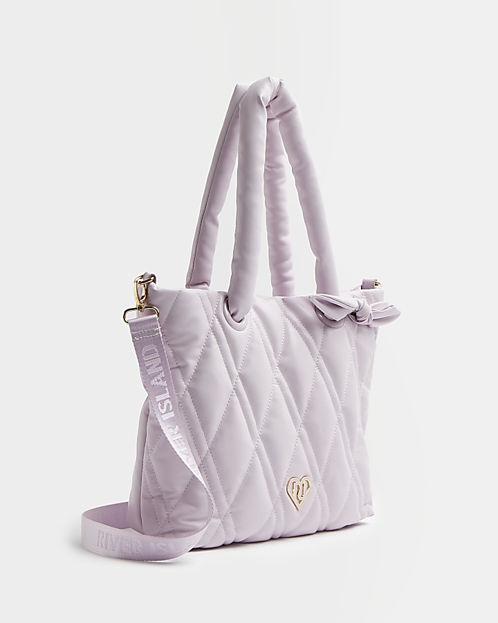 Girls purple RI quilted shopper bag