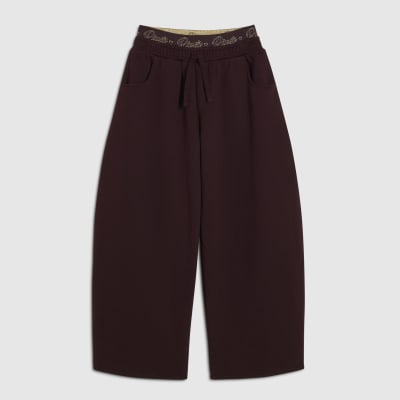 Girls Purple RI Script Wide Leg Joggers