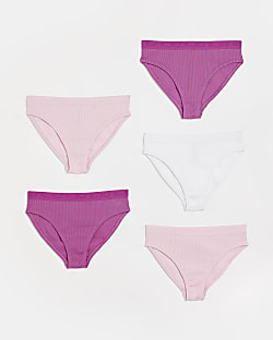Girls purple ribbed briefs 5 pack