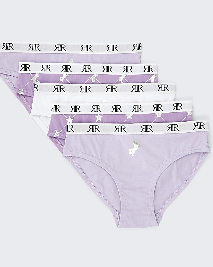 Girls purple RIR ombre unicorn briefs 5 pack