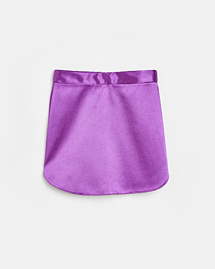 Girls Purple Satin Aline Skirt