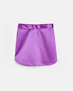Girls Purple Satin Aline Skirt